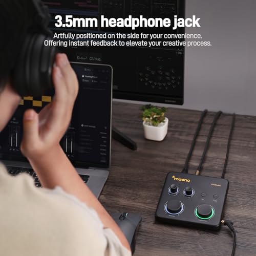 MAONO USB Audio Interface for PC & XLR Dynamic Microphone: Interface with XLR Input 24-bit/192kHz Routing Software Loopback for Recording Music, Guitar, Podcast, Streaming