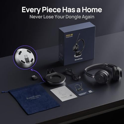 Wireless Bluetooth Headset with Mic for Work, Noise Cancelling & USB Dongle