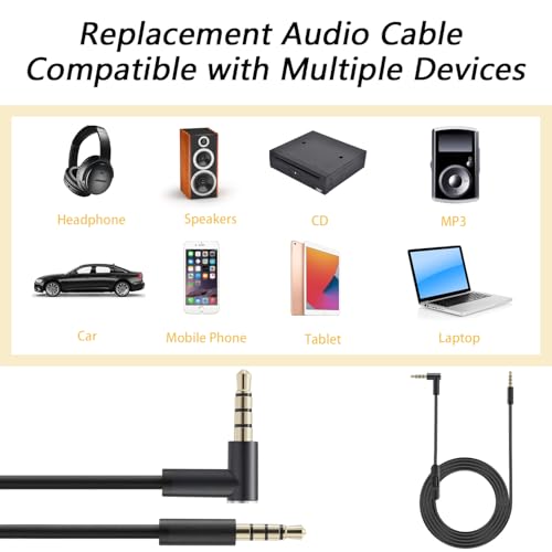 Replacement Audio Cable for Beats Headphones, Beats Cable Compatible with Solo Pro/Studio/Solo, Executive Mixr Pill with in Line& Volume Control (Black) - color: black