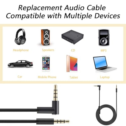 Replacement Audio Cable for Beats Headphones, Beats Cable Compatible with Solo Pro/Studio/Solo, Executive Mixr Pill with in Line& Volume Control (Black) - color: black