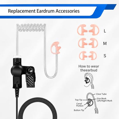 SL300 SL3500e Earpiece with Mic PTT for Motorola 1Pin Radios | Compatible with Motorola TLK100 TLK110 SLN1000 radios. Clear audio, durable cable and reliable PTT Acoustic Tube Headset - size: Air Tube 01*1