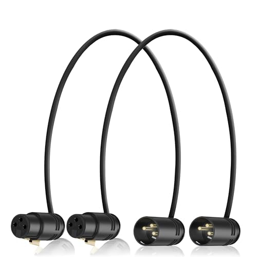 HQRP 2-Pack 3-Pin XLR Female to 3-Pin XLR Male Adjustable-Angle Low-Profile Cables Compatible with Sound Devices 302, 552, 633, 688, 788T Mixer/Recorder, Premium Gold-Plated Male Connector