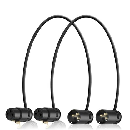 HQRP 2-Pack 3-Pin XLR Female to 3-Pin XLR Male Adjustable-Angle Low-Profile Cables Compatible with Sound Devices 302, 552, 633, 688, 788T Mixer/Recorder, Premium Gold-Plated Male Connector