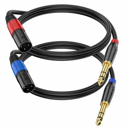 2팩 XLR 수 - 1/4 6.35mm TRS 모노 잭 마이크 케이블, Dynmic 마이크용, 4.9m(1.6피트), 블랙, 밸런스 3핀 XLR 수 - 1/4인치 TRS 플러그 마이크 코드, 도금 컨덕터 - size: 1.6 FT, 2Pack, style: XLR 수 - 6.35mm