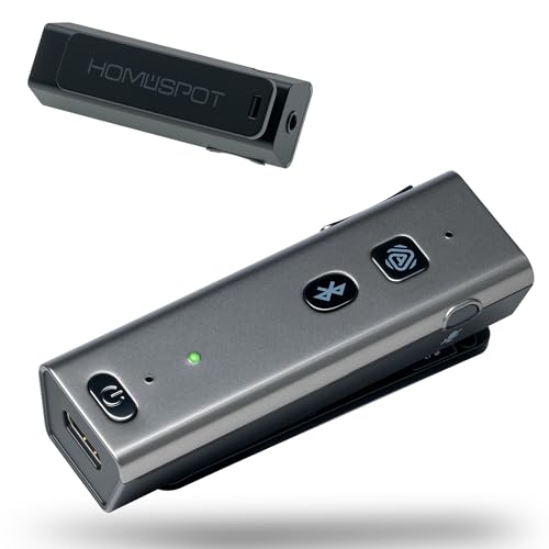BA358 Wireless Bluetooth 5.3 Receiver with Auracast, 3.5mm Jack, aptX Adaptive & HD, 25+ Hour Battery, CVC Mic, Clip-On Design