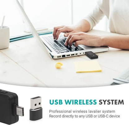 Movo WMX-1-UL-DUO Wireless Lavalier Microphone for Computer, Smartphones, and Tablets- Wireless USB & USB-C Receiver, Transmitter, and Omnidirectional Lav Mic - style: 2 Transmitters