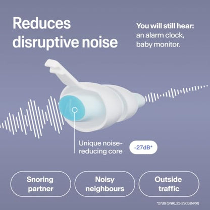 Alpine SleepDeep Reusable Earplugs for Sleeping | Earbuds for Side Sleepers | Small 27dB SNR |Ultra Soft Ear Plugs For Noise Reduction|Silicone-Free| Ear Protection |Travel Essentials Airplane Essentials - style: S