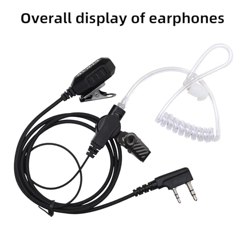 2-Pack Acoustic Tube Earpiece Compatible with Baofeng UV-5R UV-32 | K-type 2-pin headset with mic and PTT; compatible with UV-82, BF-888S, BF-F8HP, H-777 and select Kenwood radios; bonus tube