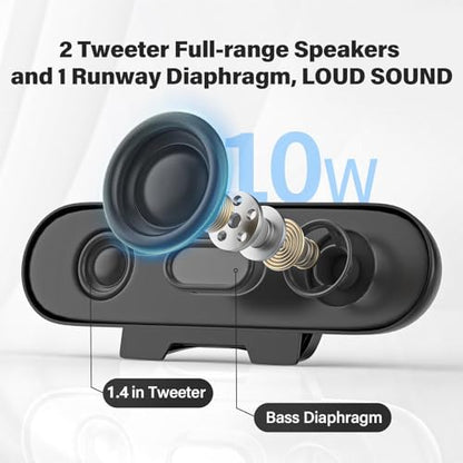 LXTNFU Computer Speakers for Desktop Monitor,Single Speakers for Desktop PC,Laptop Speaker with Loud Sound,Volume Control Easily Clamps to Monitors(USB-C to USB Adapter Included) (Black) | Loud Stereo Sound,Rich Bass, Easy Clip-On for Monitor, 3-Button Vo