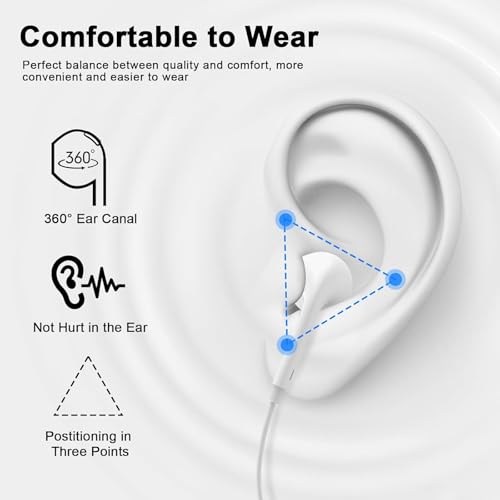 2 Pack Wired Earbuds [Apple MFi Certified] Headphones Earphones with 3.5mm Wired in Ear Headphone Plug (Built-in Microphone & Volume Control) Compatible with iPhone,iPad,iPod,PC,MP3/4,Laptop -White