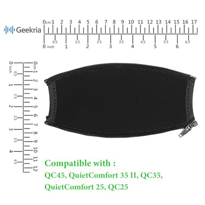 Geekria Flex Fabric Headband Cover Compatible with Bose QC45 QuietComfort 35II/QC35/QC25 Headphones, Replacement Repair Part, Sweat Cover, Easy DIY Installation (Black)