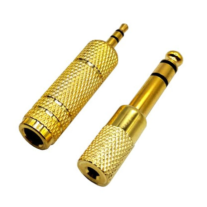3.5MM Male to 6.35MM Female Adapter 1/4 to 1/8 Audio Jack Adapter for Guitar Headphone 4 Pack - color: Gold