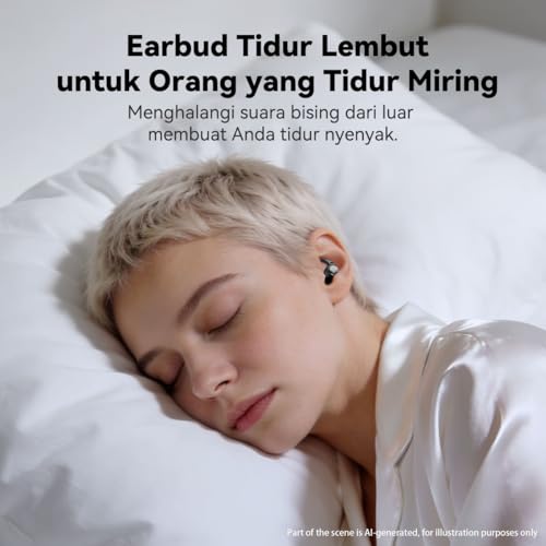 NE76 Sleep Earbuds Adaptive Noise Cancelling Earbuds Bluetooth 6.0 Wireless Headphones 40H & 165 Languages, Mini Invisible Earplugs for Side Sleepers Small Earphones for Sleeping, Travel, Work - color: Black