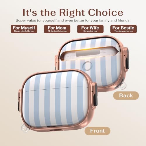 for AirPods Pro 2/1 Case Cover with Lock, Magsafe Compatible,Blue Stripes - color: Blue White Stripes, size: AirPods Pro 2/1 Case (2019/2022/2023)