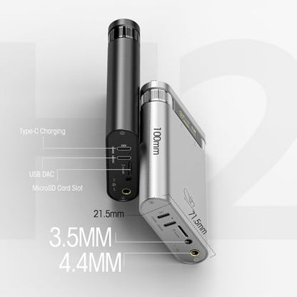 Shanling H2 2in1 Audio Player/Portable DAC, Desktop Headphone Amp,Bluetooth 5.0/LDAC,10.5Hours+ for Music Time,HiFi Res Certificated,Anodized Aluminum with LED Lights,Up to 2TB Capacity
