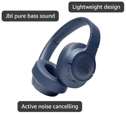 JBL Tune 760NC - Lightweight, Foldable Over-Ear Wireless Headphones with Active Noise Cancellation - Blue (Renewed) - color: Blue