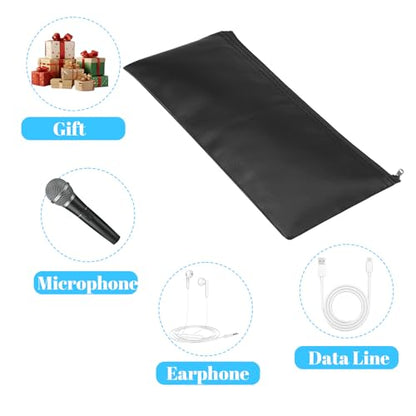 Amabro 2Pcs Microphone Bag Shockproof Zip Case Travel Studio Mic Protector | Portable Zipper PU Leather Mic Storage Bag, Shockproof Protective Cover Wired Wireless Mics Gig Travel Studio Use 11.8×4.72”