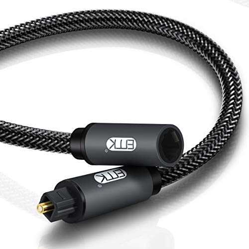 EMK Optical Extension Cable Male to Female Coupler Cord Nylon Braided Jacket 24K Gold-Plated Fiber Digital Extension Adapter Cable for Home Theater Sound bar TV 3.3ft - size: 3.3ft/1m
