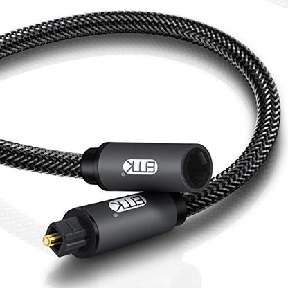 EMK Optical Extension Cable Male to Female Coupler Cord Nylon Braided Jacket 24K Gold-Plated Fiber Digital Extension Adapter Cable for Home Theater Sound bar TV 3.3ft - size: 3.3ft/1m