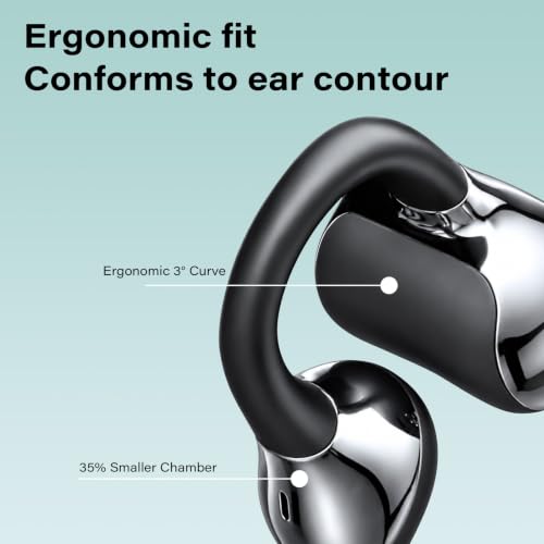 Clip-On Earbuds,Three Audio Modes,Bluetooth 6.0 Wireless Earbuds | IPX5 Waterproof,40H Playtime,Fast Charging,Lightweight Design,Comfort Fit for Small Ears,Sports and Glasses Wearers,Black