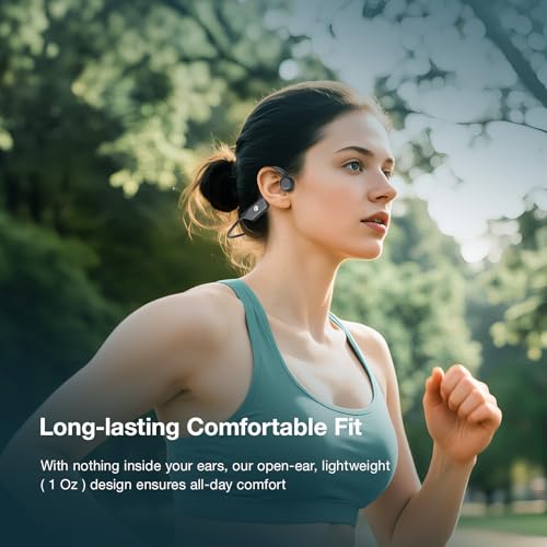 Bone Conduction Headphones, Open Ear Headphones Wireless Bluetooth with Mic, Superior Sound Running Headphones 10H Playtime, Comfortable Fit Waterproof for Music, Workouts, Travel