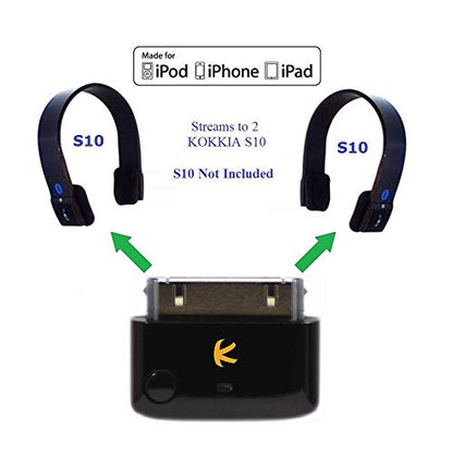i10_Pro (Black) : Bluetooth Transmitter Splitter with aptX/Low-Latency aptX/FastStream/SBC codecs, Compatible with 30-pin iPod,iPhone,iPad. Compatible with AirPods. Compatible with Bose, etc.