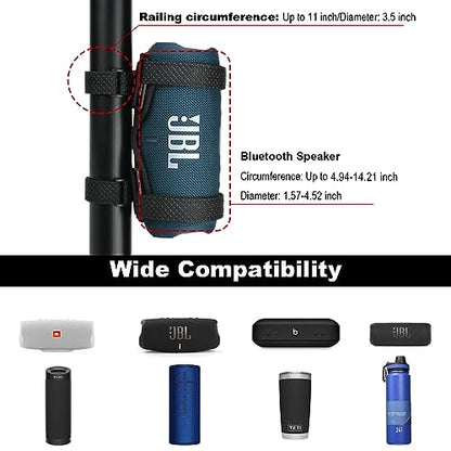 Portable Speaker Mount for Bike/Golf Cart/Boat Railing, Adjustable Strap Bike Speaker Holder Attachment for JBL Charge 5/Charge 6/Flip 5/Flip 6/Flip 7/Beats Pill