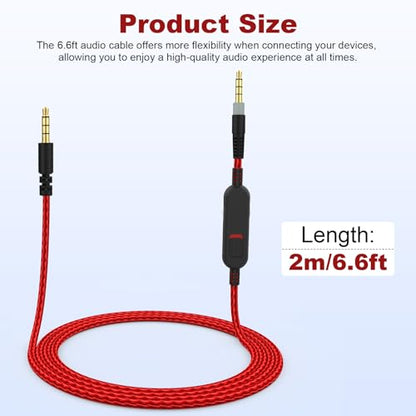 Cloud Alpha Cable Cord with Inline Mute and Volume Control Compatible with HyperX Cloud Alpha/Alpha S, Cloud Mix, Logitech G933, G633 Gaming Headsets (Red) - color: Red