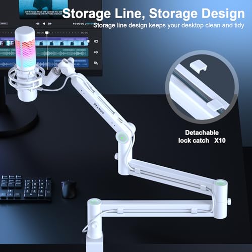 Microphone Arm,Aokeo AK-58i Desk Low Profile Mic Boom Arm Stand,Suitable For Blue Yeti,Snowball iCE,HyperX QuadCast,SoloCast,Elgato Wave,Etc（White） - color: AK-58i (White)