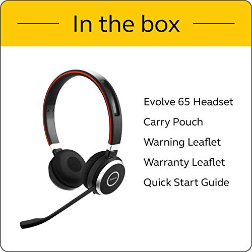 Jabra Evolve 65 UC Wireless Headset, Stereo – Includes Link 370 USB Adapter – Bluetooth Headset with Industry-Leading Wireless Performance, Passive Noise Cancellation, All Day Battery, Stereo Speaker - size: Dual-ear, USB-A Dongle, style: All Platforms