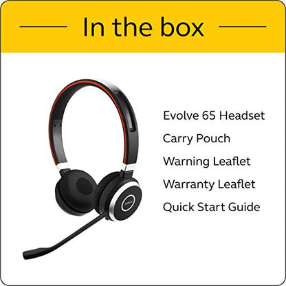 Jabra Evolve 65 UC Wireless Headset, Stereo – Includes Link 370 USB Adapter – Bluetooth Headset with Industry-Leading Wireless Performance, Passive Noise Cancellation, All Day Battery, Stereo Speaker - size: Dual-ear, USB-A Dongle, style: All Platforms