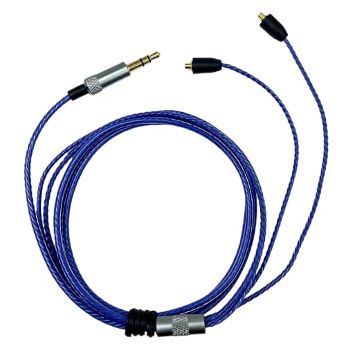 Earphone Replacement Cable 3.5mm MMCX Earbuds Cable, 3.94FT, Blue | for Shure SE215 SE315 SE425 SE535 SE846 Earphones, Plug and Play