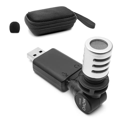 Movo MA5U Pocket Audio Microphone, Omnidirectional Pickup, 3.5mm Female TRS Headphone Port, Compatible with PC and Mac USB Drives