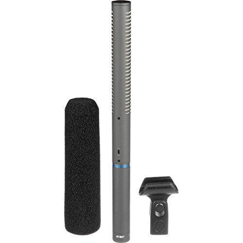 Audio-Technica AT897 Line/Gradient Shotgun Condenser Microphone | XLR-3M connector with supercardioid polar pattern and low-cut switch for video, broadcast and long-range audio