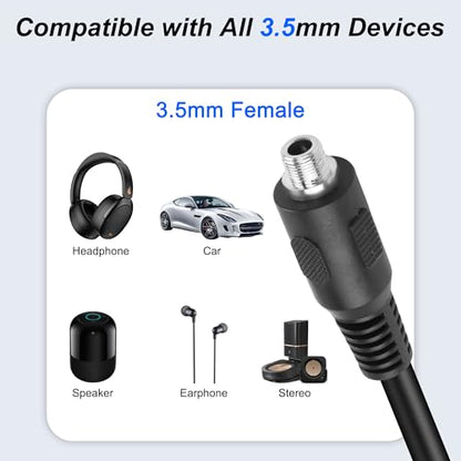 MEIRIYFA 3.5mm TRRS Female to D-Type Panel Mount Audio Extension Cable | 3.5mm 1/8" TRRS to D-Type Female 4 Pole Plug Stereo Headphone Cable for Headset ,Laptop, Microphone-53CM (3.5MM TRRS Female) - style: 3.5MM TRRS Female
