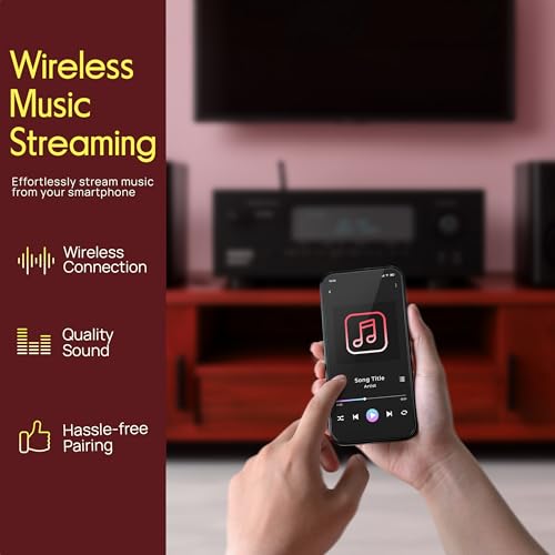 Pyle 1000W Bluetooth Home Theater Receiver - 5.2 Channel Surround Sound Stereo Amplifier System with 4K Ultra HD, 3D Video & Blu-Ray Video Pass-Through Supports, HDMI/MP3/USB/AM/FM Radio - Pyle, Black