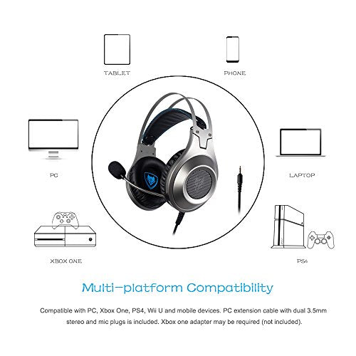 NUBWO N2 Gaming Headset for Xbox One PS4 PlayStation 4, Headphones Computer PC Mic Stereo Gamer Microphone for Skype Xbox one s Xbox 1 x Nintendo Switch Games
