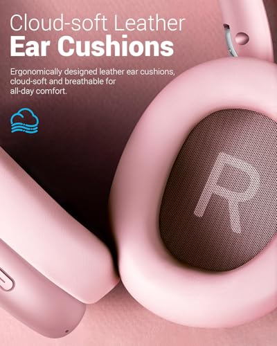 Wentronic Y01 Wireless Noise Canceling Headphones Bluetooth 5.3 Over Ear Headphones with Microphone, Hi-Res Audio, 48H Playtime, Foldable Comfortable Earpads,Compatible with iOS,Android,PC, Pink - color: Pink