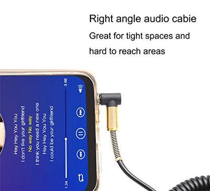3.5mm Coiled Cable - 90 Degree Right Angle 3-Pole TRS Jack Stereo Audio Spring Aux Cable for Smartphones, Tablets and MP3 Players (1.5m) (Pack of 2) - size: 5 feet (Pack of 2)