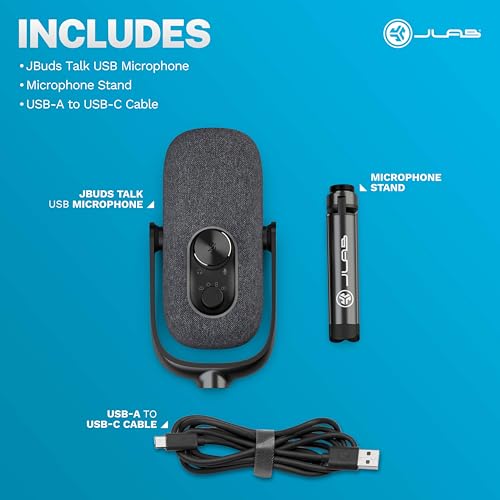 JLab JBuds Talk, USB Microphone, Cardioid Omni Stereo Bi-Directional, White - color: Black