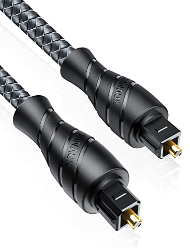 VANAUX Optical Digital Audio Cable, Toslink Cable [PMMA Fiber Optic Braided Jacket] S/PDIF Male to Male Cord for Hi-Fi Sound Bar,Home Theater,TV,PS4,Game Console (16.5ft/5m) - size: 16.5 ft