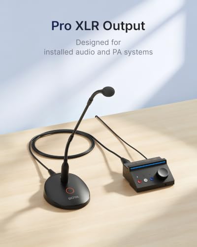BOYA BY-GM18CB Desktop Gooseneck Condenser Microphone with Base for Lecture | 18" Podium Microphones with LED Indicator, XLR Mic for Meetings Video Conferences Streaming - size: GM18CB