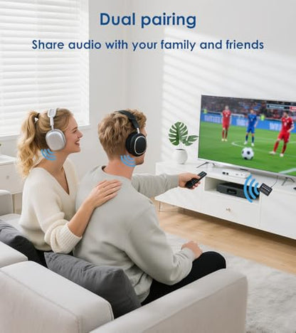 Bluetooth Transmitter for TV to 2 AirPods/Headphones Dual Link
