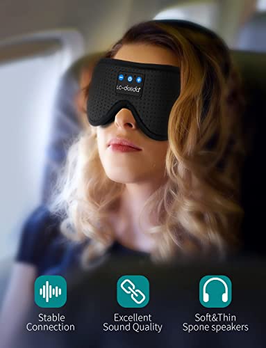 LC-dolida Sleep Mask with Bluetooth Headphones,Sleep Headphones Bluetooth Sleep Mask 3D Sleeping Headphones for Side Sleepers Best Gift and Travel Essential (Elegant Black) - color: Elegant Black