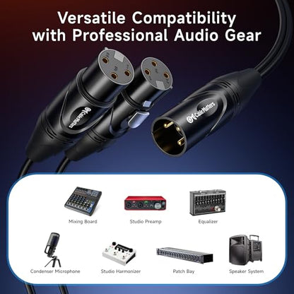 Cable Matters Balanced XLR Splitter Cable, XLR Y Cable, 1.5ft | 0.5m, Male to 2 Female, Microphone Splitter, 1 Male to 2 Female