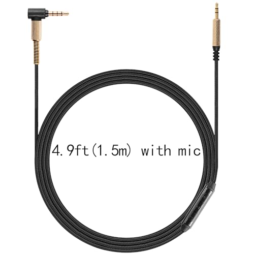 Studio3 Audio Cable Replacement for Beats Solo3 Solo4 Solo PRO Marshall Major3 Major4 Headsets, in-line Mic Volume Control Headphone Cord 3.5mm 4.9ft - size: 4.9ft w/mic