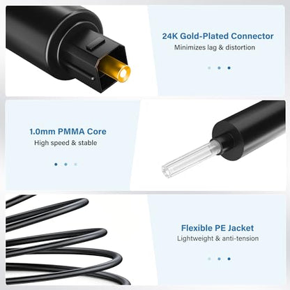 HiFind 2 Way Digital Optical Audio Splitter Cable 10 Ft, 1 in 2 Out Toslink SPDIF Fiber Optic Adapter for HDTV, DVD, Home Theater, Soundbar, Amplifier Receiver Xbox, PS5/PS4- Unidirectional - size: 10FT, style: 2 Male Out