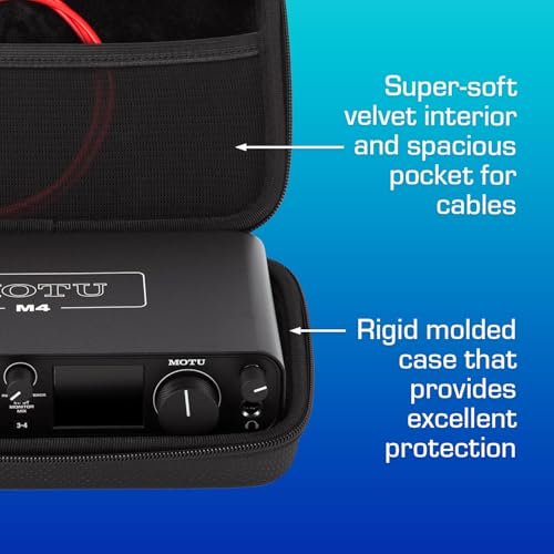 ANALOG CASES Motu M2/M4 & Universal Audio Volt 4 Case - Compact GLIDE Case | Rigid Molded EVA Case, Excellent Protection, Compact Design & Precise Custom Fit, Smooth Zipper, Super-Soft Velvet Lining