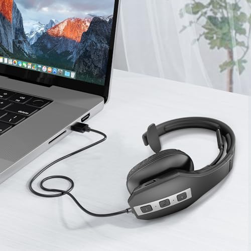 Conambo JBT600 Trucker Bluetooth Headset with Tri-Mic Noise Cancelling, CVC 8.0, Mute Button & 60Hrs Battery Life – Wireless Headset for Truck Drivers, Cell Phones & Office Use