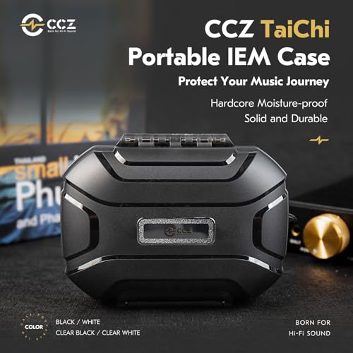 CCZ Taichi Portable IEM Case, Water-Resistant Earbuds Storage Hard Box, Travel Carrying Case for Headphones Compatible with Moondrop CHU II,KZ ZS10 PRO (Gray) - color: Gray
